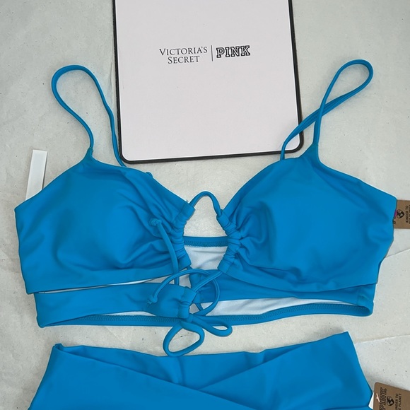 (M) 2pcs Swim Victoria’s Secret PINK Bikini Top High Waist Bottom Set - Picture 5 of 16